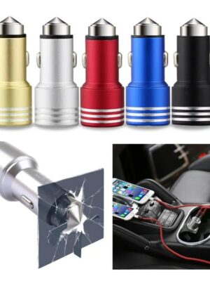 Universal Multipurpose Dual USB Port Car Phone Charger And Safety Hammer Tool