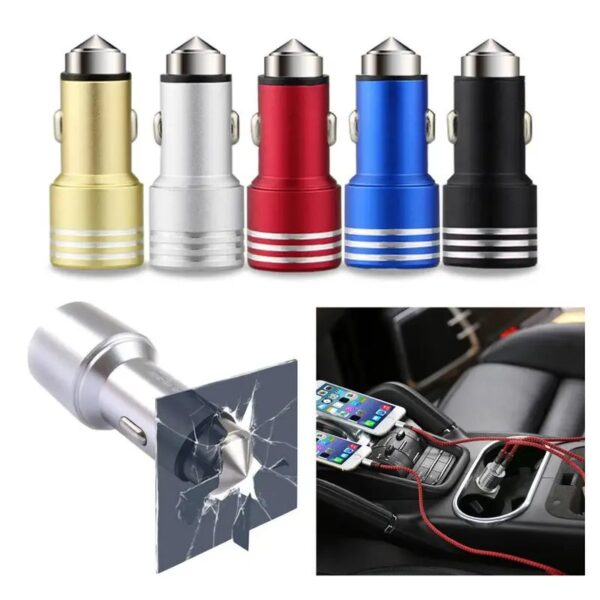 2025/10/1000162039.jpg Universal Multipurpose Dual USB Port Car Phone Charger And Safety Hammer Tool
